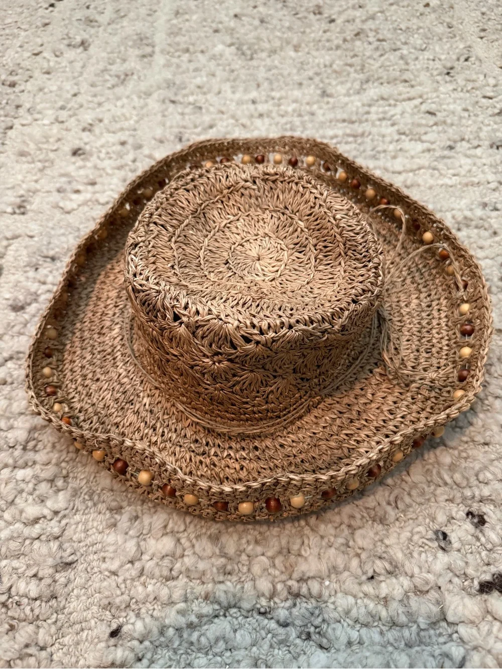 Scala Natural Straw Beaded Hat